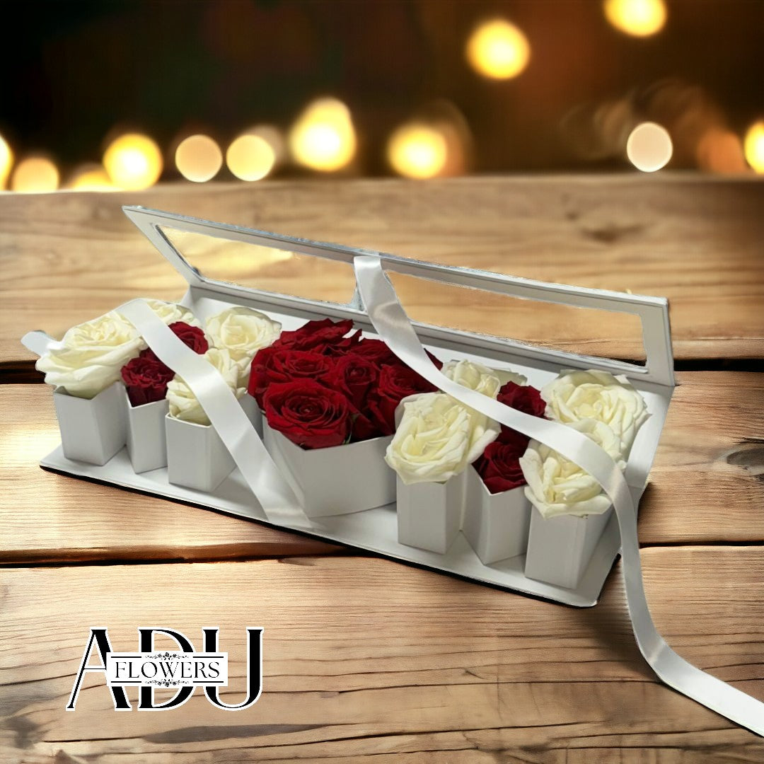 MOM - FRESH WHITE AND RED ROSES