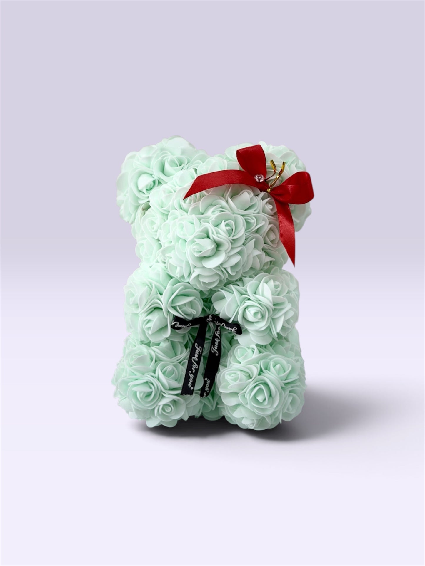 Mint Rose Bear with Red Bow